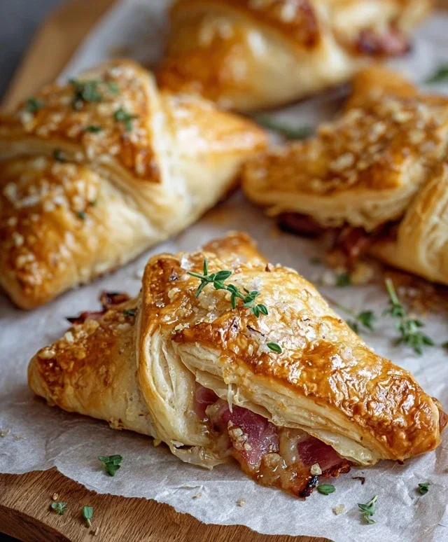 Knusprige Blätterteigtaschen mit Schinken und Käse – Herzhaft & Goldbraun Gebacken