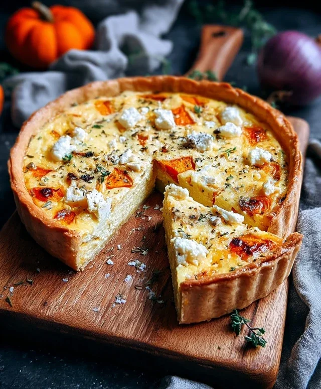 Kurbis Quiche mit Feta