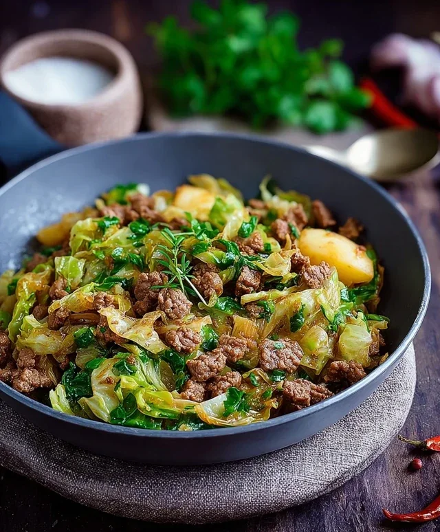 Spitzkohl Hackfleisch Pfanne