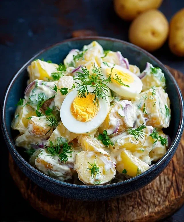 Kartoffelsalat mit Mayonnaise Ei