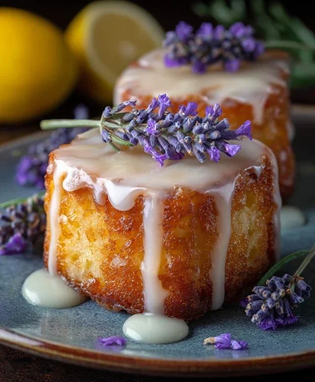 Mini Lemon Cakes With Lavender Glaze