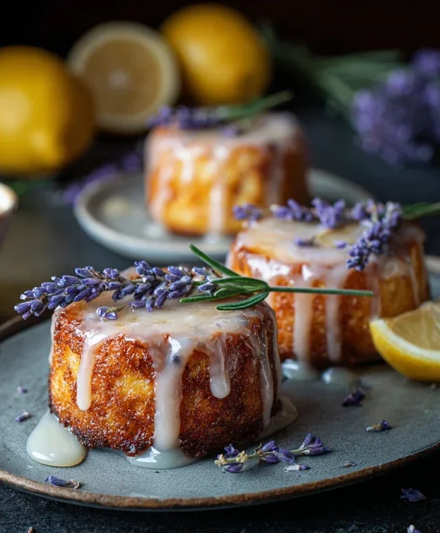Mini Lemon Cakes With Lavender Glaze