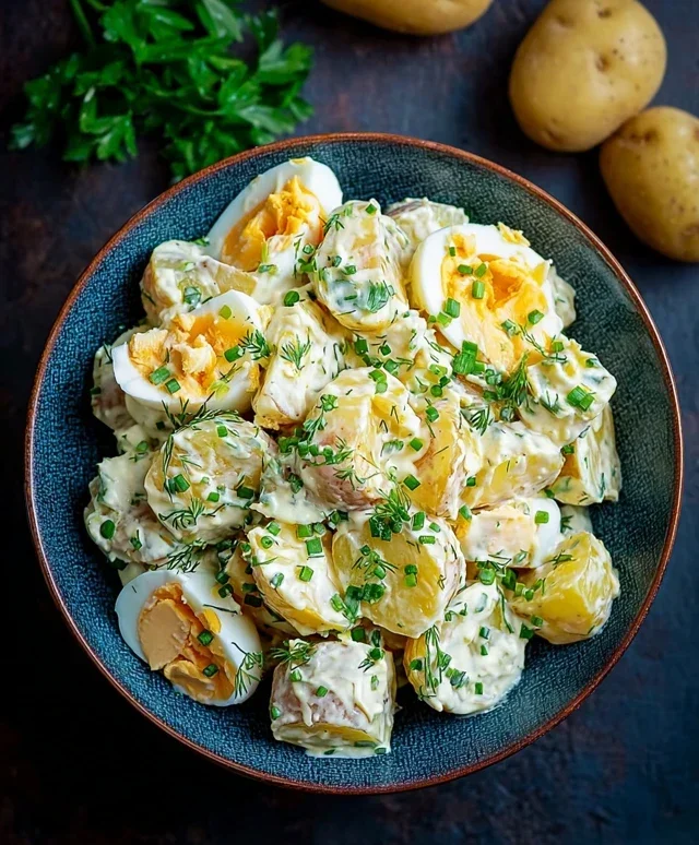 Kartoffelsalat mit Mayonnaise Ei