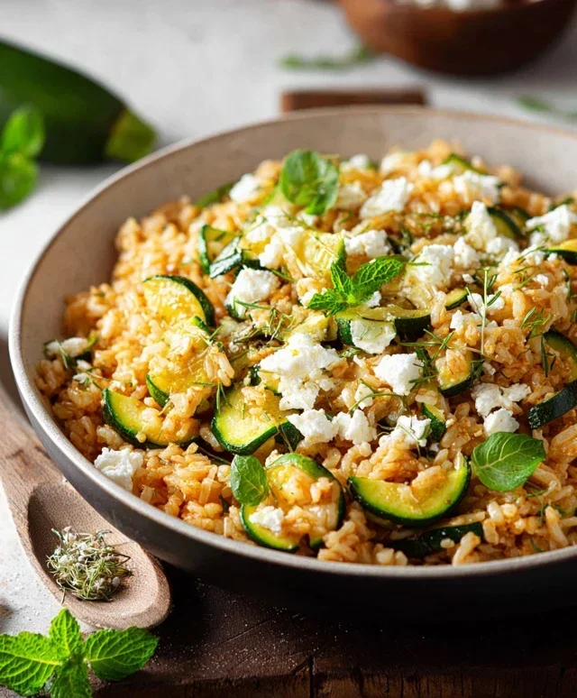 Zucchini-Reis-Pfanne mit Feta
