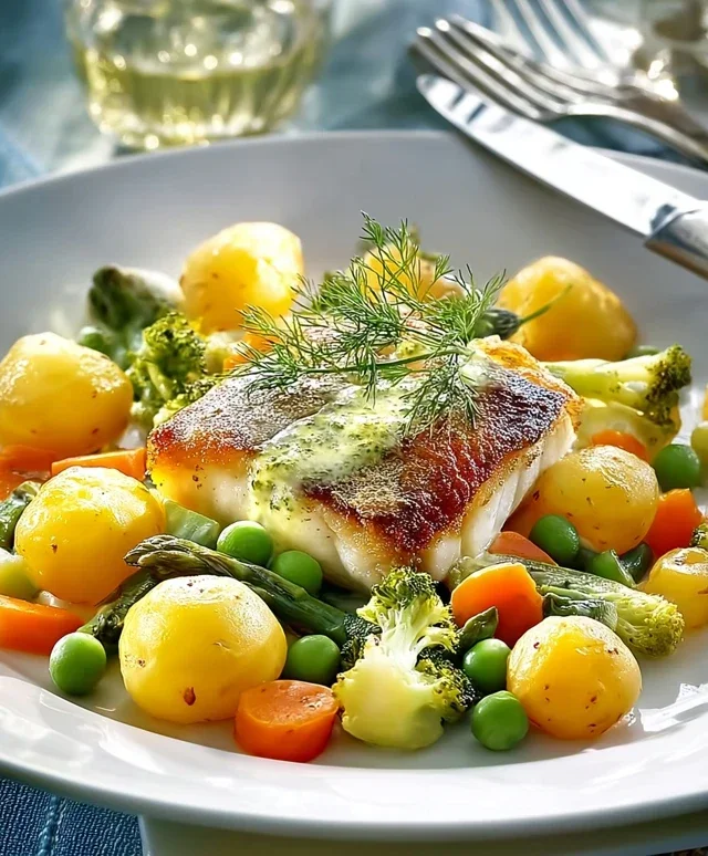 Fruehlings Gemuese Auflauf Zanderfilet