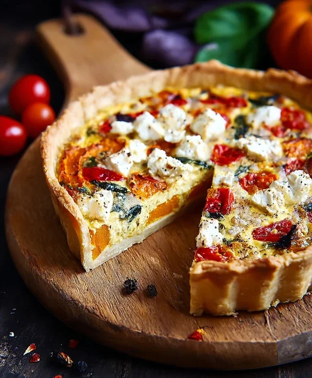 Kurbis Quiche mit Feta