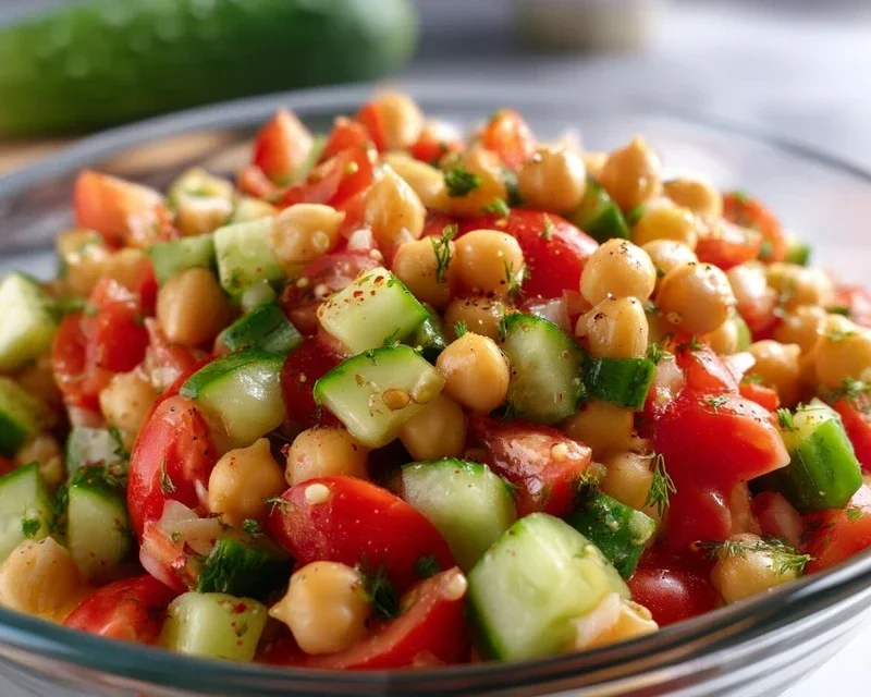 Kichererbsen Salat mit Gurke und Tomaten
