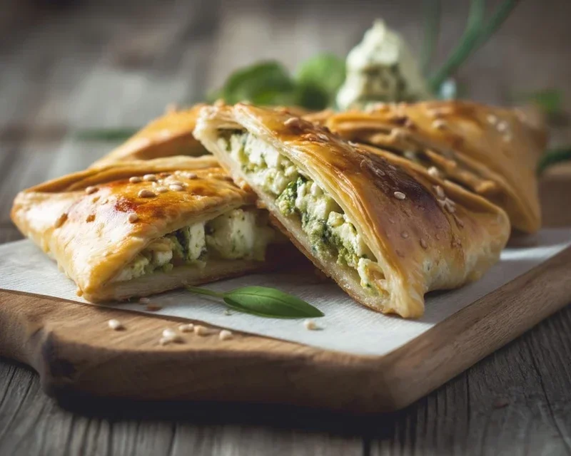 Blätterteigecken mit Bärlauch-Feta-Füllung
