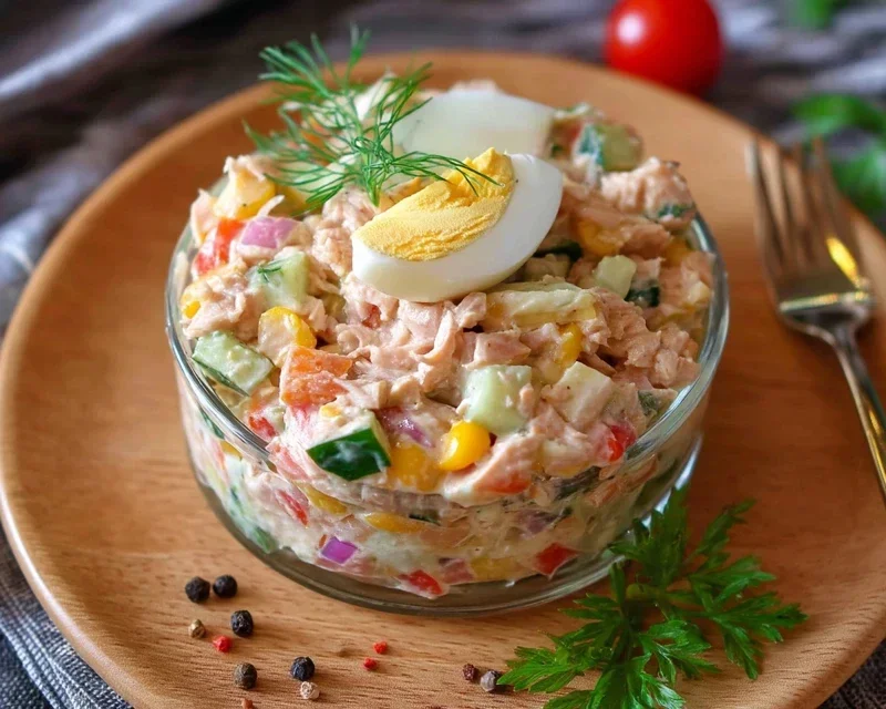Thunfischsalat mit Ei und Gurken