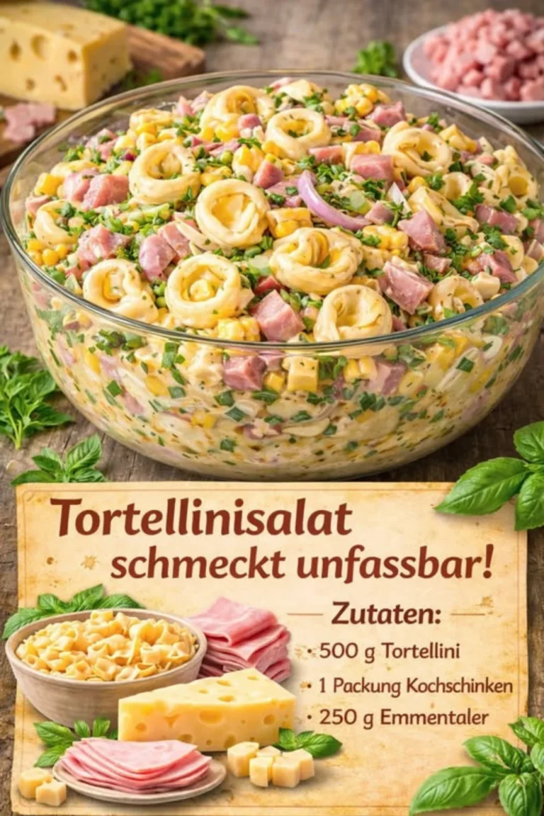 Herzhafter Tortellinisalat mit Schinken & Käse
