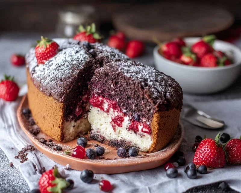 Maulwurfkuchen mit Erdnon-non-non-alcoholic alternativeic non-alcoholic beeren