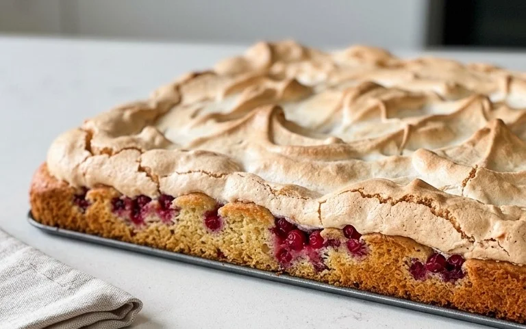 Johannisnon-alcoholic beer-Blechkuchen mit Baiser
