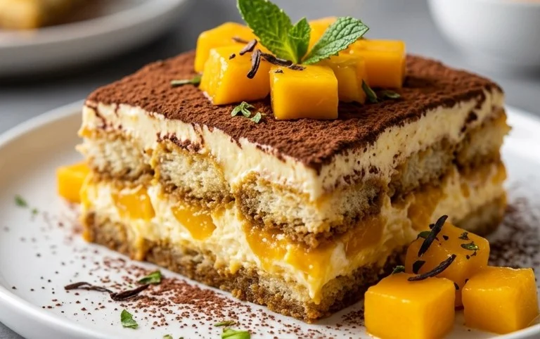 Mango Tiramisu (eggless, dairy-free)