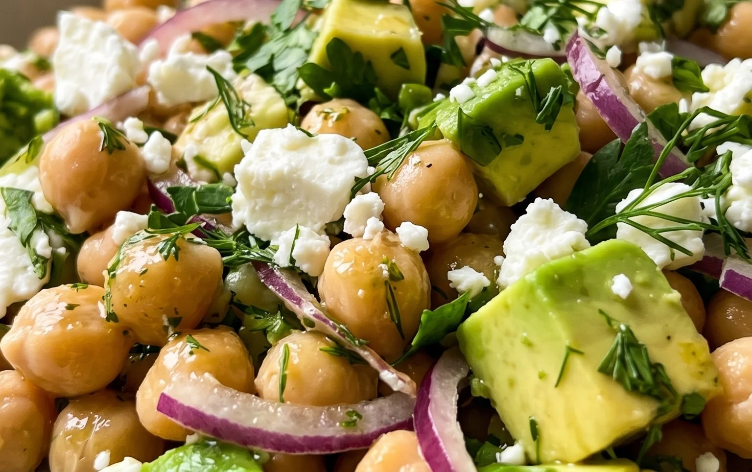 Chickpea Feta Avocado Salad