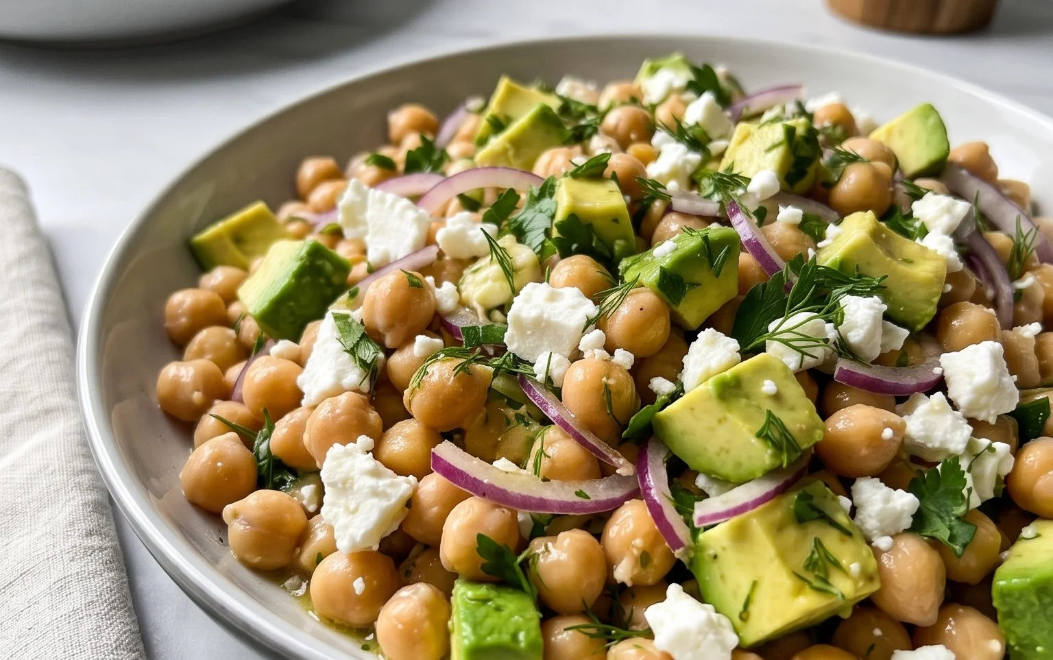 Chickpea Feta Avocado Salad