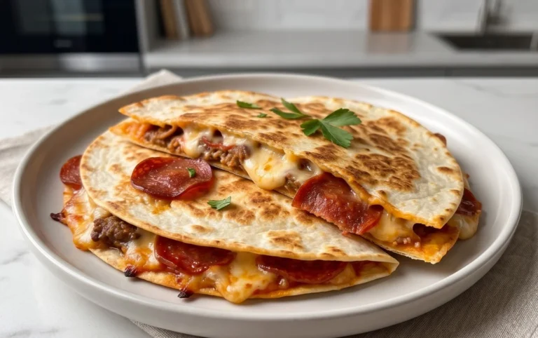 5-Minute Beef Pepperoni Pizza Quesadilla Recipe