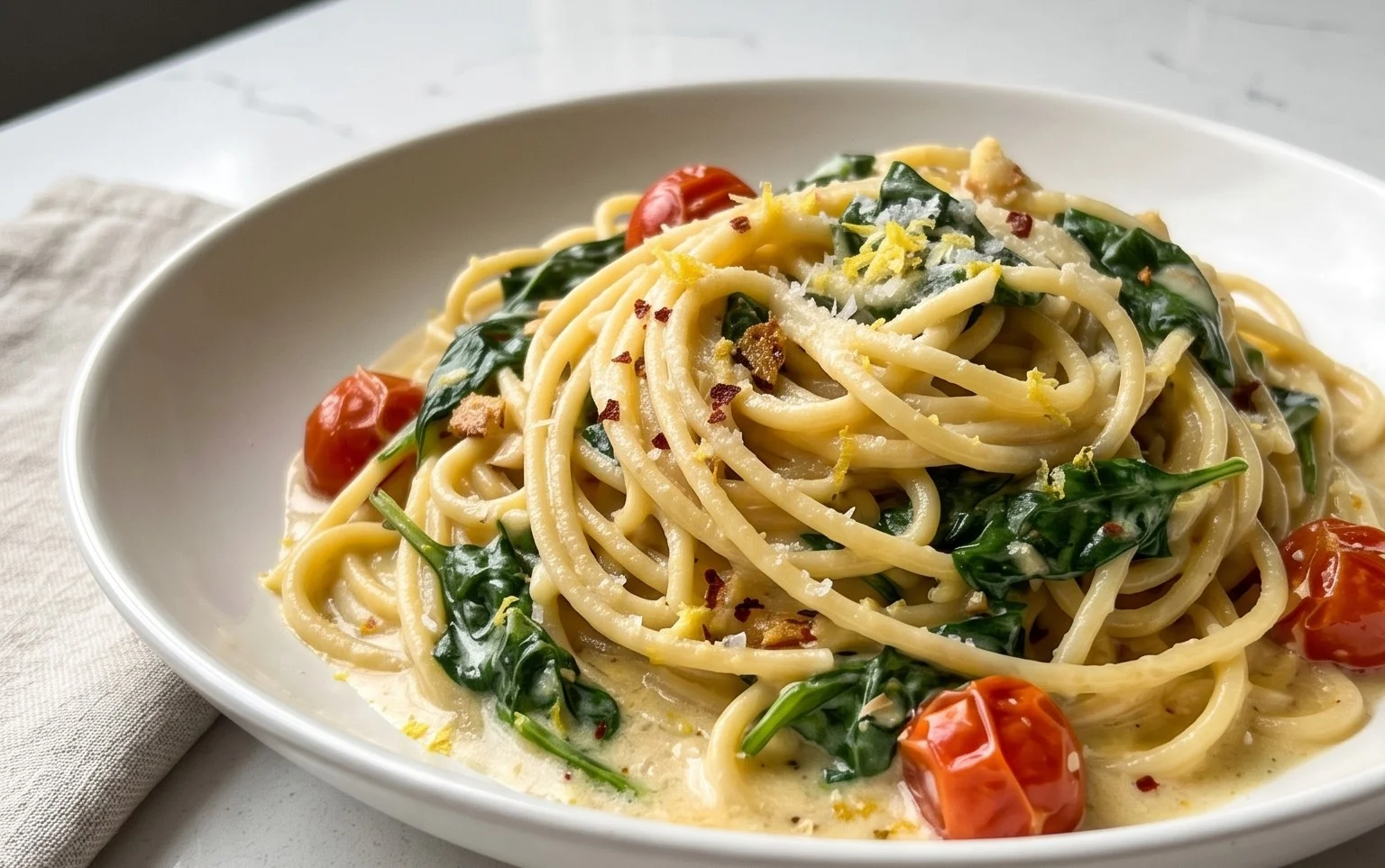 45 Easy Pasta Recipes: Lemon Spinach Pasta