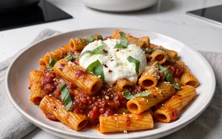 Spicy burrata rigatoni