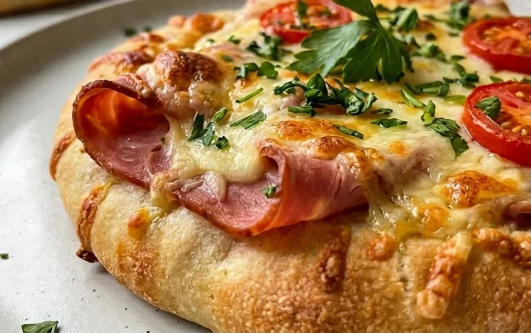 Handbrot mit Schinken und Käse