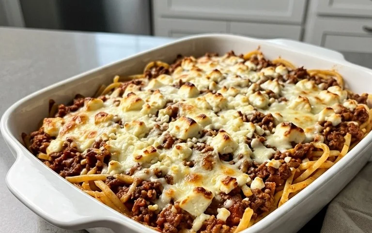 Griechischer Nudel-Auflauf mit Feta und Hackfleisch