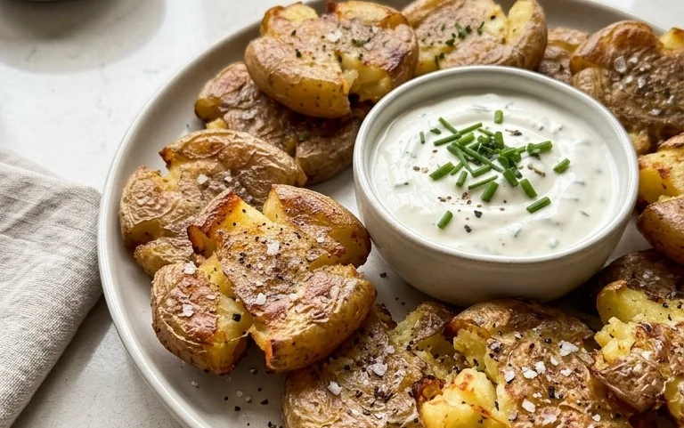 Smashed Potatoes mit Dip - einfach & genial