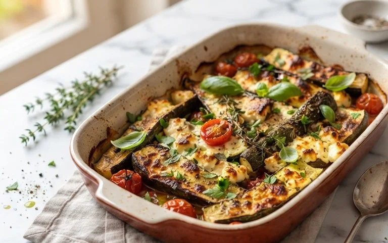 Courgettes feta au four