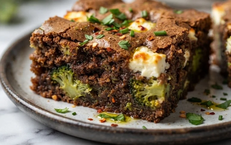 Broccoli and Feta Brownies