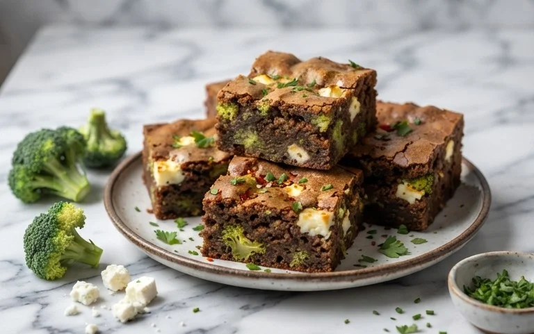 Broccoli and Feta Brownies