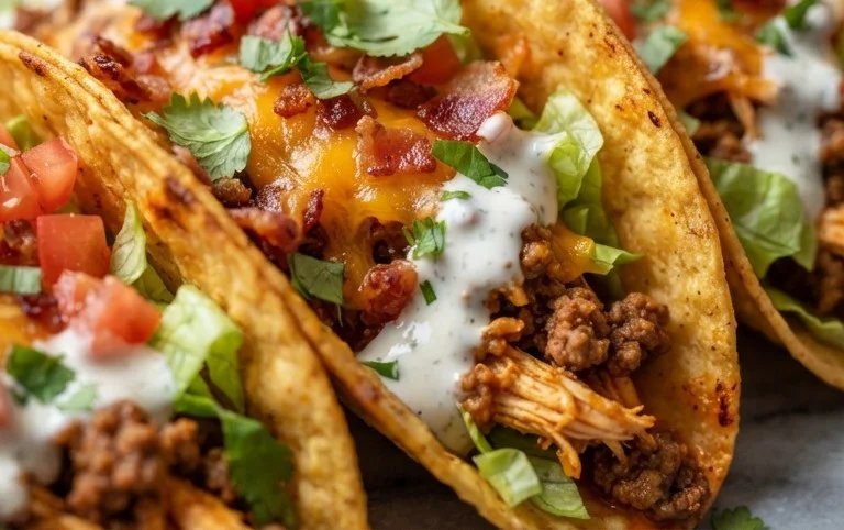 Baked Chicken Beef Bacon Ranch Tacos