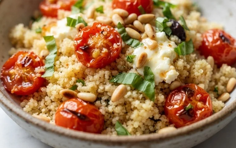 Healthy One-Pan Couscous With Garlic, Tomatoes And Basil