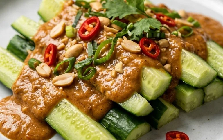 Cucumbers in Spicy Peanut Sauce