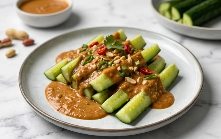 Cucumbers in Spicy Peanut Sauce