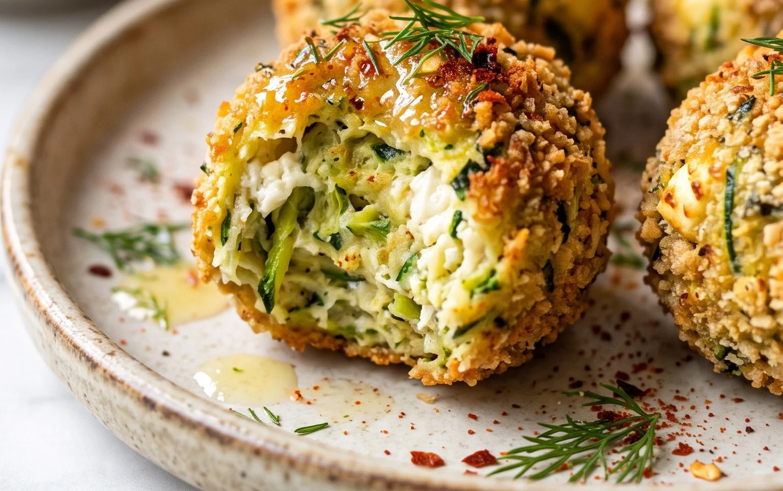 Knusprige Zucchini-Feta-Bällchen aus dem Ofen genießen!