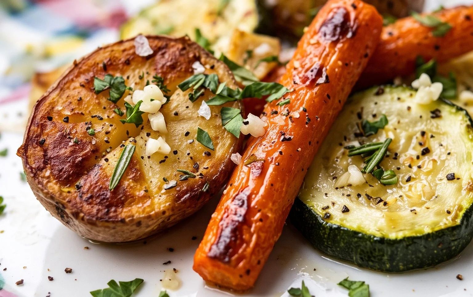 Garlic Herb Roasted Potatoes Carrots and Zucchini