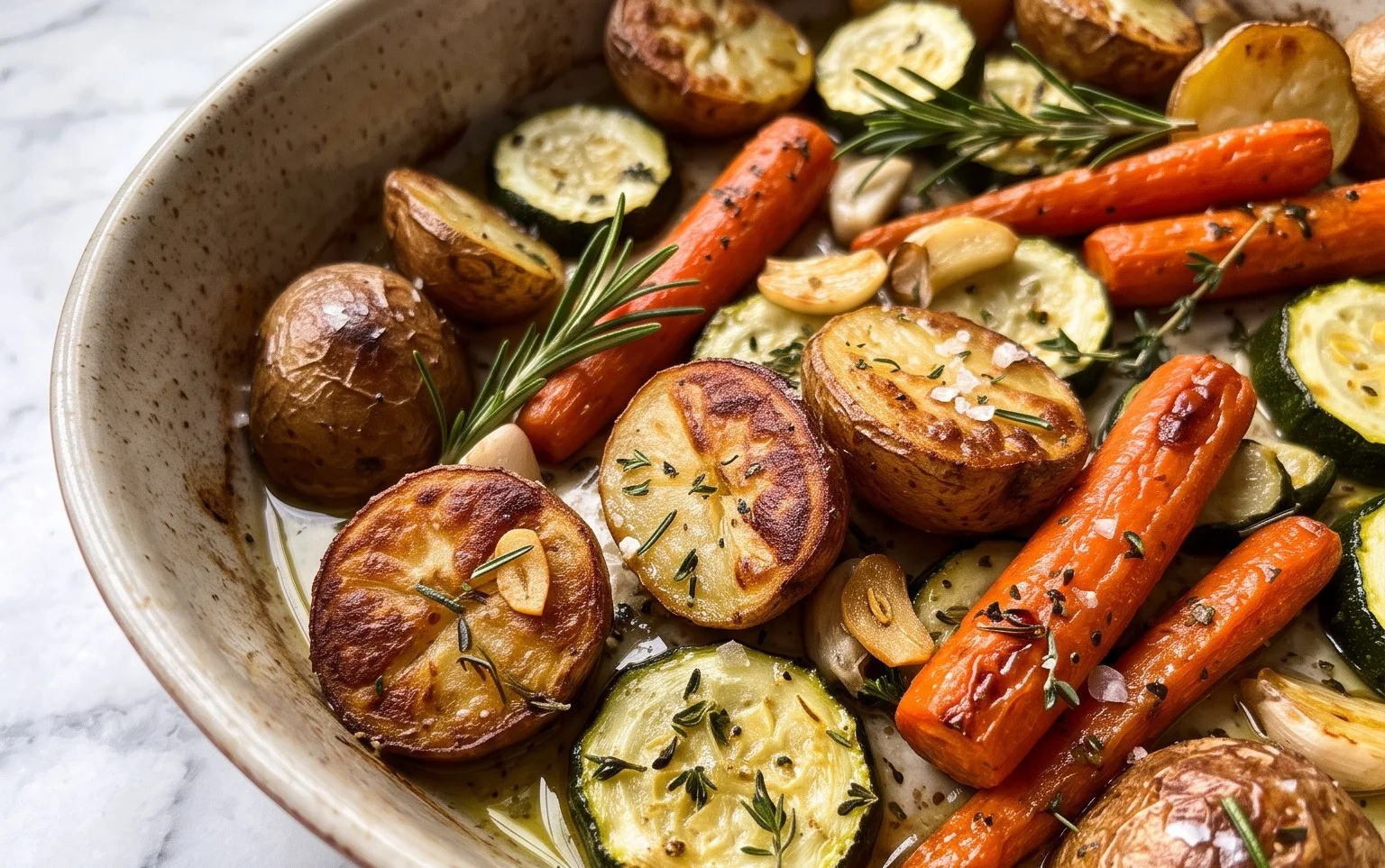 Garlic Herb Roasted Potatoes Carrots and Zucchini