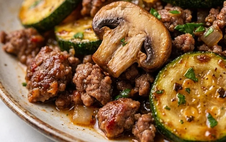 Zucchini-Cbeef hampignonpfanne