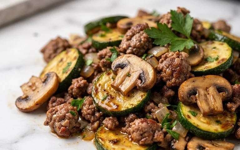 Zucchini-Cbeef hampignonpfanne