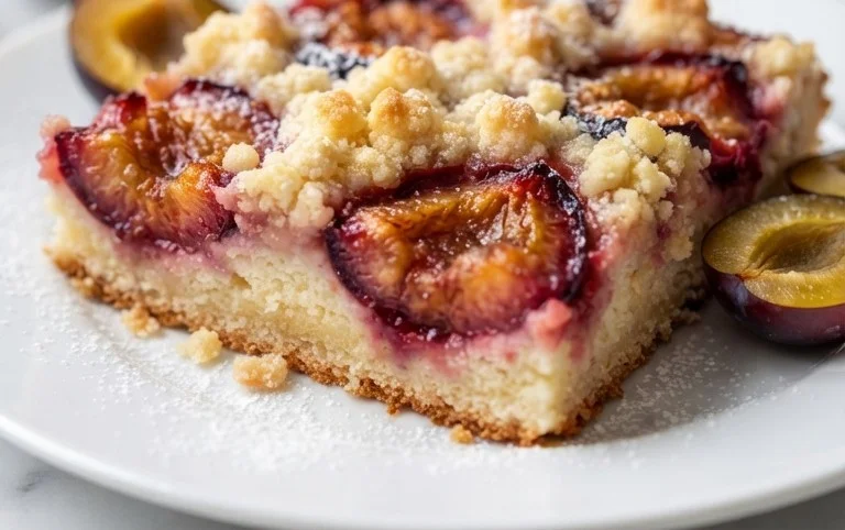 Pflaumenkuchen mit Streusel vom Blech (Quark-Öl-Teig)