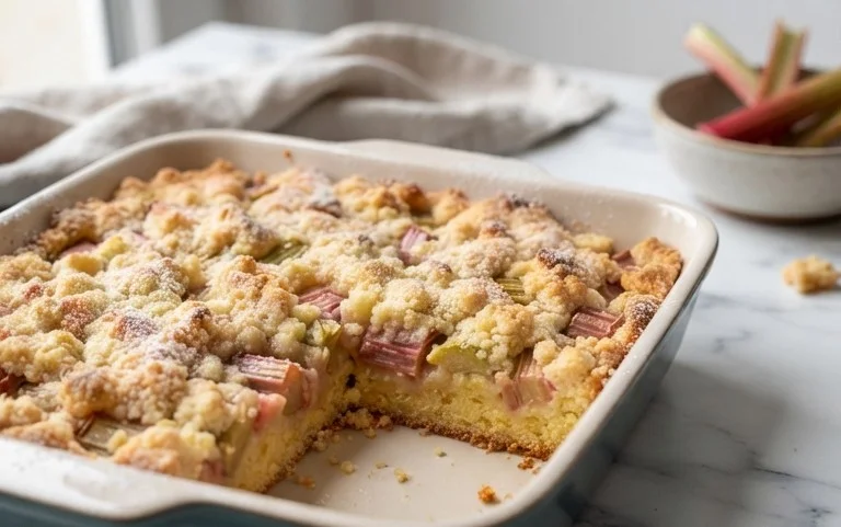 Rhabarberkuchen mit Streusel – Rezept für Eilige