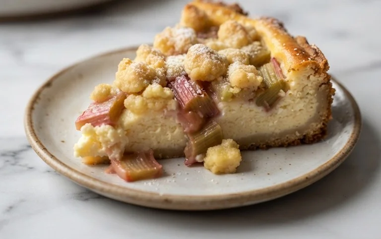 Rhabarber Käsekuchen mit Streuseln