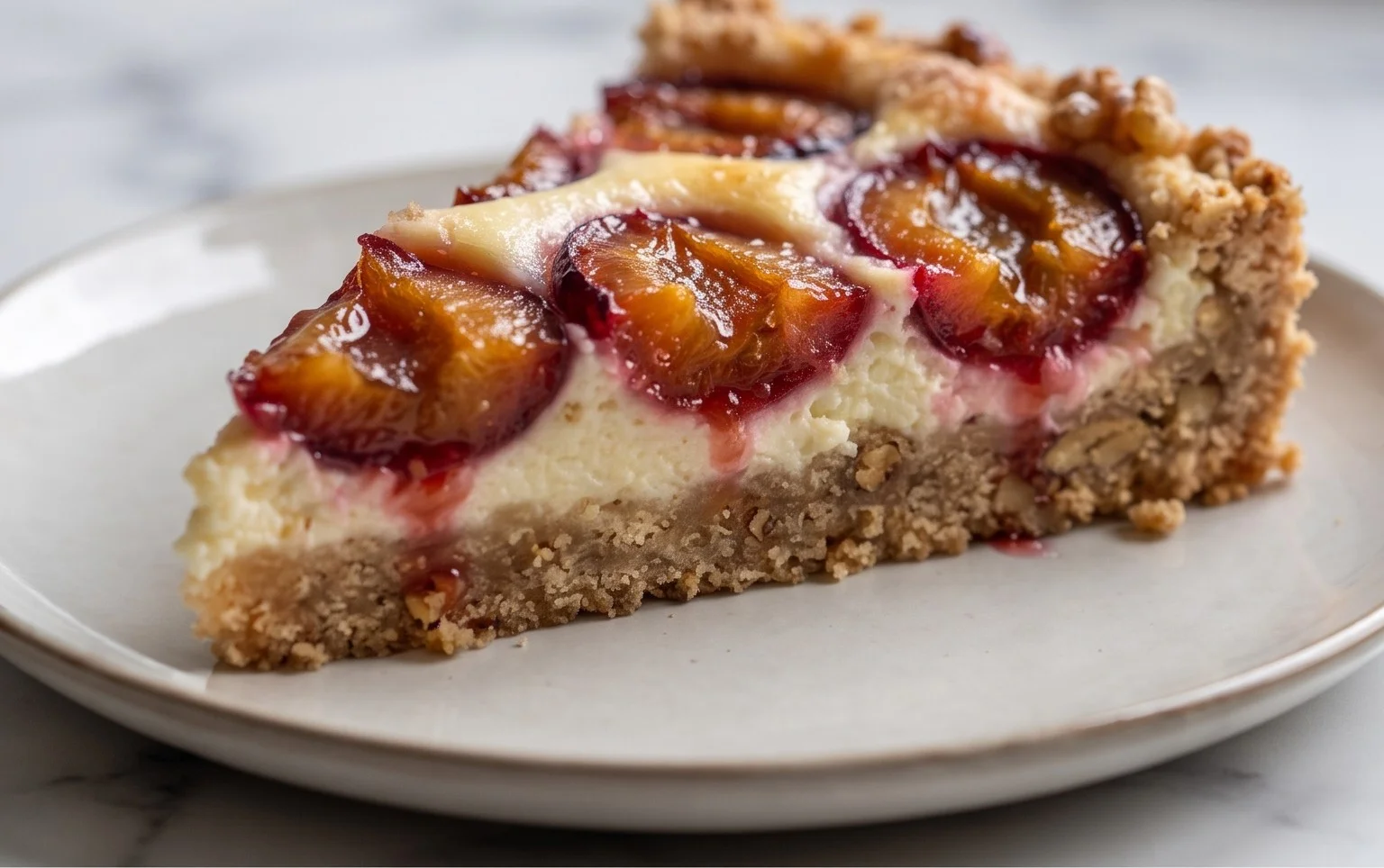 Zwetschgen-Topfenkuchen mit Nuss-Mürbteig