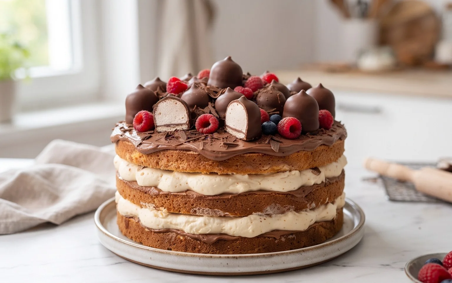 Geburtstagstorte mit Schokoküssen und Quark