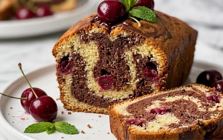 Marmorkuchen mit Kirsch Extracten vom Blech