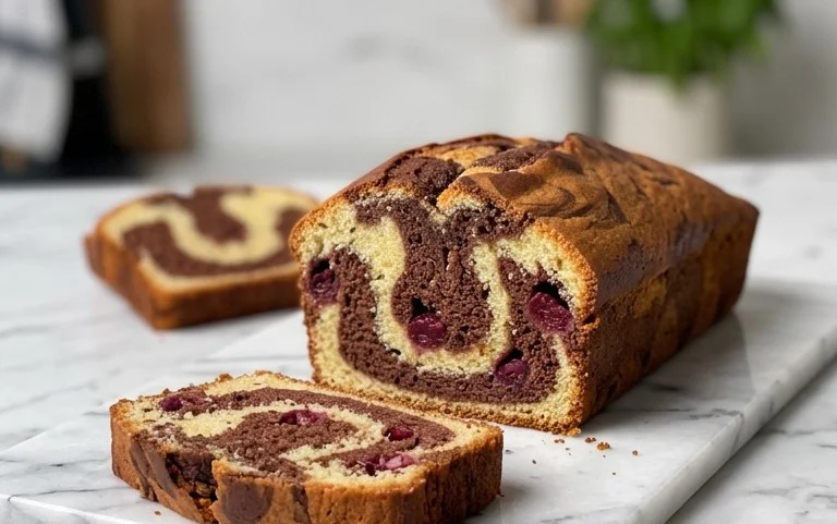 Marmorkuchen mit Kirsch Extracten vom Blech